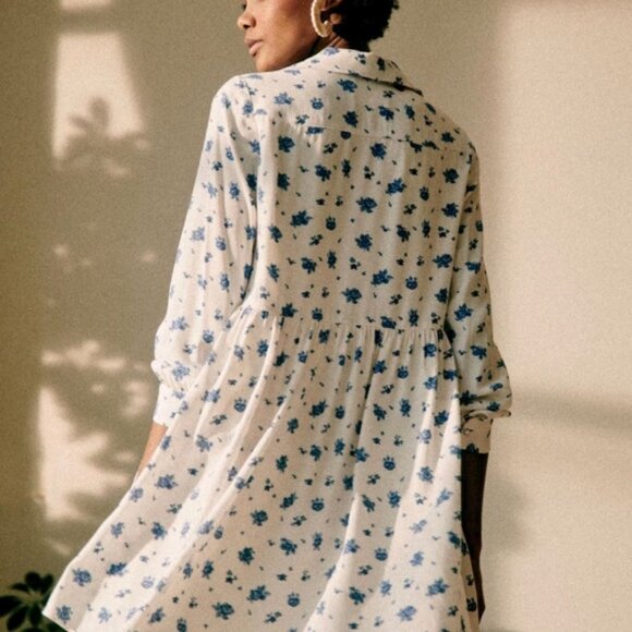 Sezane Robe Aurora Blue roses dress. - Picture 7 of 7